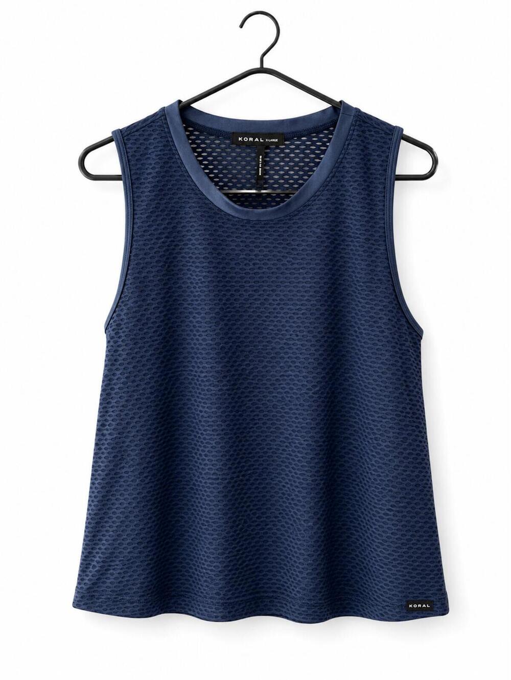 Koral Activewear Royal Blue Mesh Wide Open Arm Tank Top Size XL